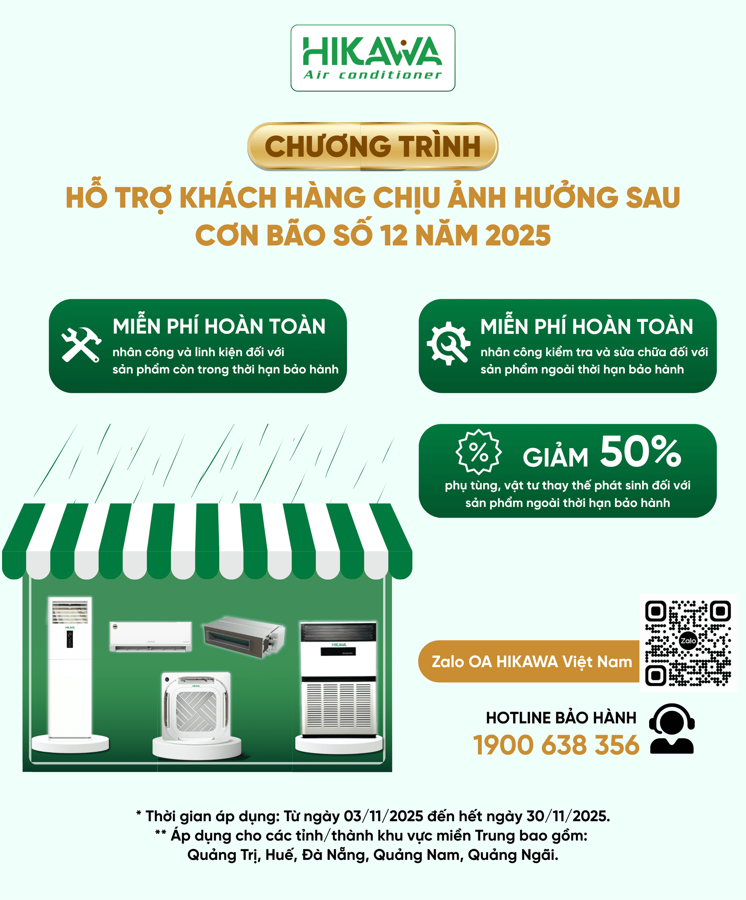 HIKAWA_Hỗ trợ khách hàng sau bão số 12